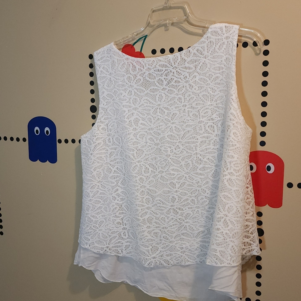 Style & Co. White Floral Lace Tank Top 2X - Picture 2 of 5